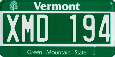 VT license plate XMD194