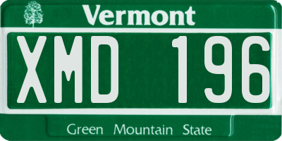 VT license plate XMD196
