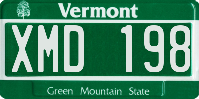 VT license plate XMD198