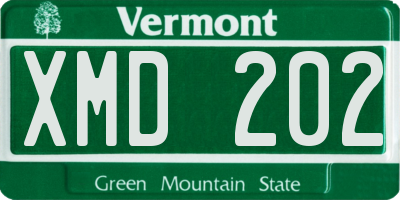 VT license plate XMD202