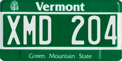 VT license plate XMD204