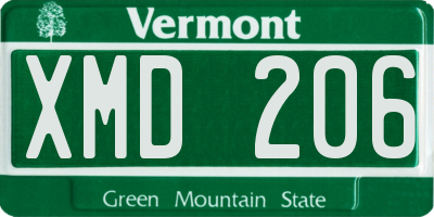 VT license plate XMD206
