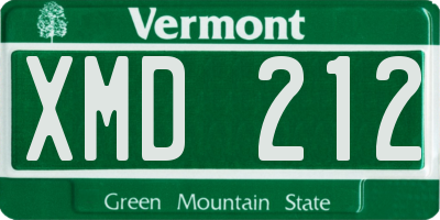VT license plate XMD212