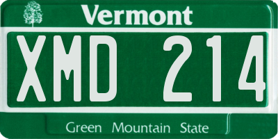 VT license plate XMD214