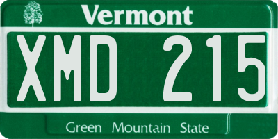 VT license plate XMD215