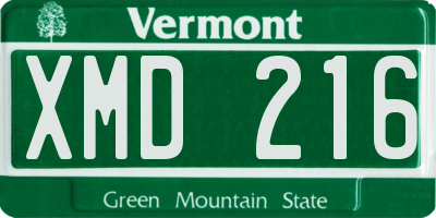 VT license plate XMD216