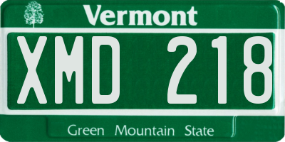 VT license plate XMD218