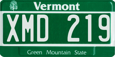 VT license plate XMD219