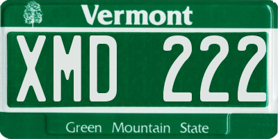VT license plate XMD222