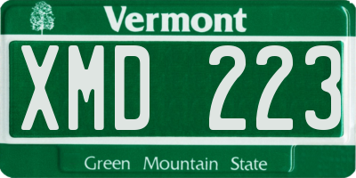 VT license plate XMD223