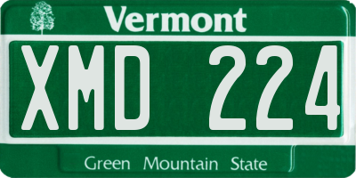 VT license plate XMD224