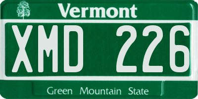VT license plate XMD226
