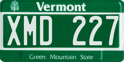 VT license plate XMD227