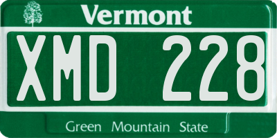 VT license plate XMD228