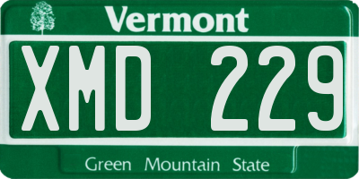 VT license plate XMD229