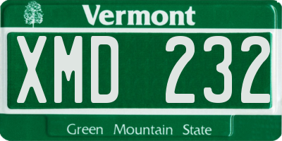 VT license plate XMD232