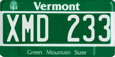 VT license plate XMD233