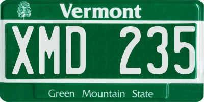 VT license plate XMD235