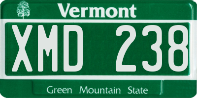 VT license plate XMD238