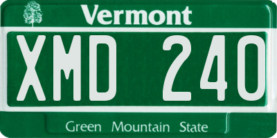 VT license plate XMD240