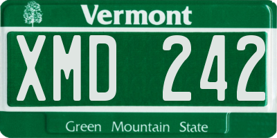 VT license plate XMD242