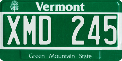 VT license plate XMD245
