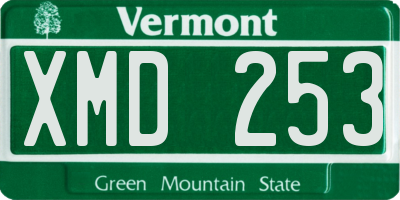 VT license plate XMD253