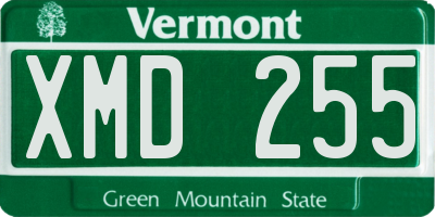 VT license plate XMD255