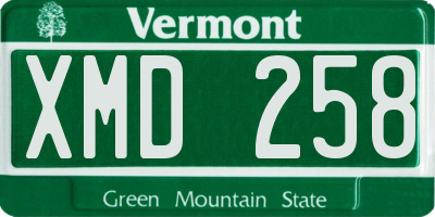 VT license plate XMD258