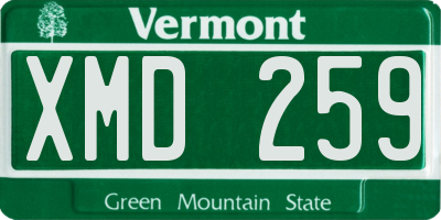 VT license plate XMD259