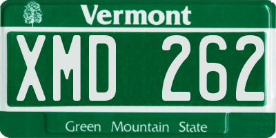 VT license plate XMD262