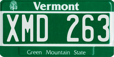 VT license plate XMD263