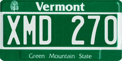 VT license plate XMD270