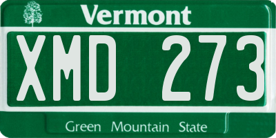 VT license plate XMD273
