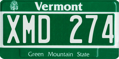 VT license plate XMD274