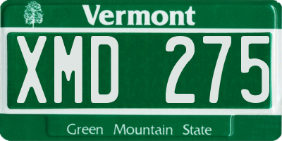 VT license plate XMD275