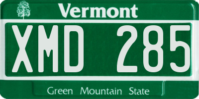 VT license plate XMD285