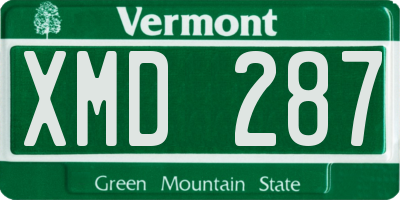 VT license plate XMD287