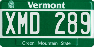 VT license plate XMD289