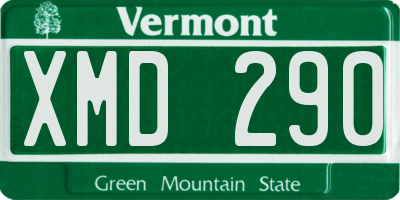 VT license plate XMD290