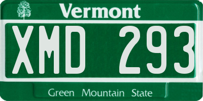 VT license plate XMD293