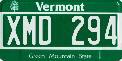 VT license plate XMD294