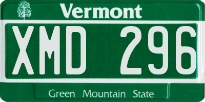 VT license plate XMD296