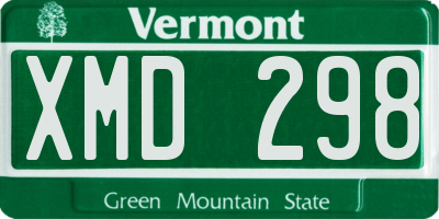 VT license plate XMD298