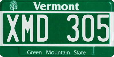 VT license plate XMD305