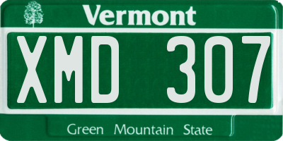 VT license plate XMD307