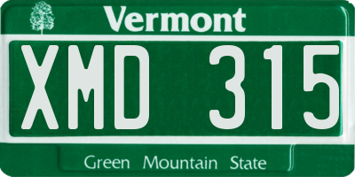 VT license plate XMD315