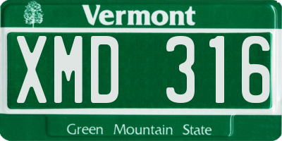 VT license plate XMD316