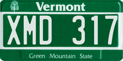 VT license plate XMD317
