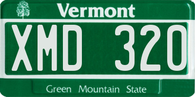 VT license plate XMD320